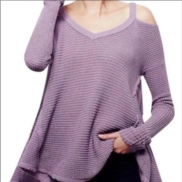FREE PEOPLE Womens Cold Shoulder Long Sleeve Swing Tunic Sweater Top Size XS - Image 7