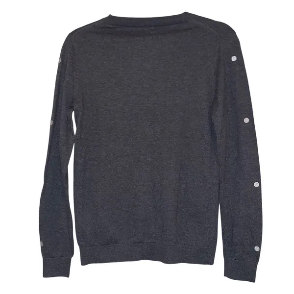 J Crew Mercantile Faux Pearl Sweater Small Gray Wool‎ Blend Crewneck NWT - Image 3