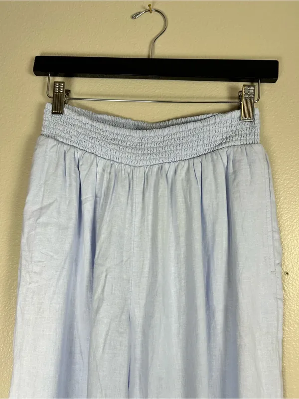 aerie Light Blue Wide-Leg Linen Blend Lounge Pants Coastal Vacation - Image 5
