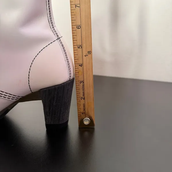 Dr Martens Darcie Heels White Leather Lace‎ Up Boots Size 7 Statement Chunky - Image 5