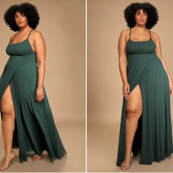 LULU's Bridesmaid Prom Wedding Flowy Romantic Flowy Sexy Chiffon Maxi Dress - Image 3
