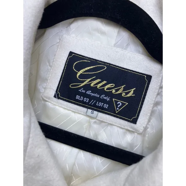 Guess Wool Blend Peacoat Womens Small Cream Double Breasted‎ Belted - Image 2