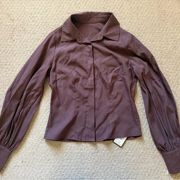 NWT Retro Stage Brown Women's button down Size 4 - Image 2