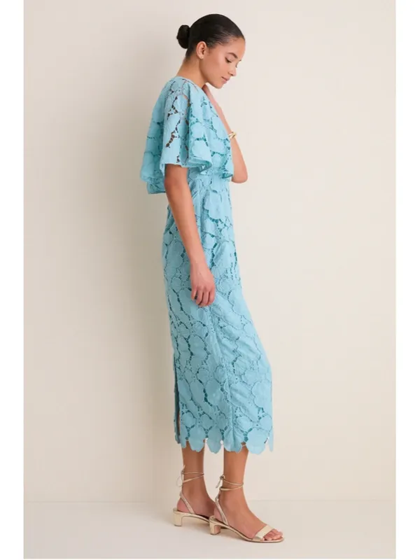 Tuckernuck Cameo Blue Eyelet Cape Leah Dress 8 Tea Garden Party Wedding Bridal - Image 4