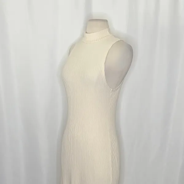Anthropologie BEYOND YOGA Well Traveled Midi‎ Dress Solid Ivory Ribbed Medium - Image 7