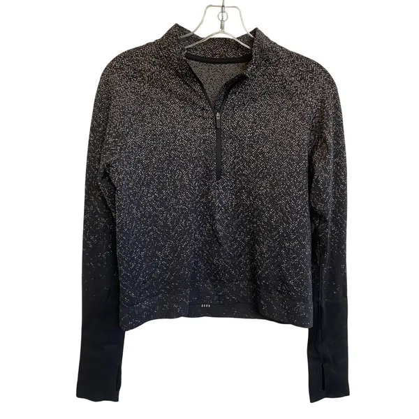 Lululemon‎ Rest Less Half Zip Pullover Herringbone Black White Women Size 8 - Image 2