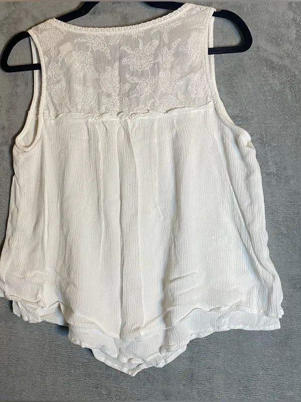 Democracy lace detail short sleeve flowy cottage top size medium hippie festival - Image 8