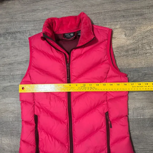 Mountain Hardwear Womens Pink Quilted 650 Down‎ Puffer Vest XS Fleece Collar - Image 5
