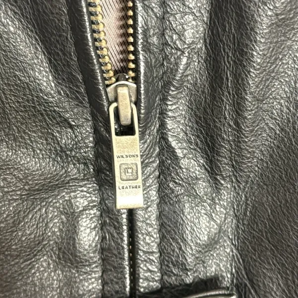 Wilson's leather thinsulate black leather Collared Zip Front Pockets‎ jacket L - Image 7