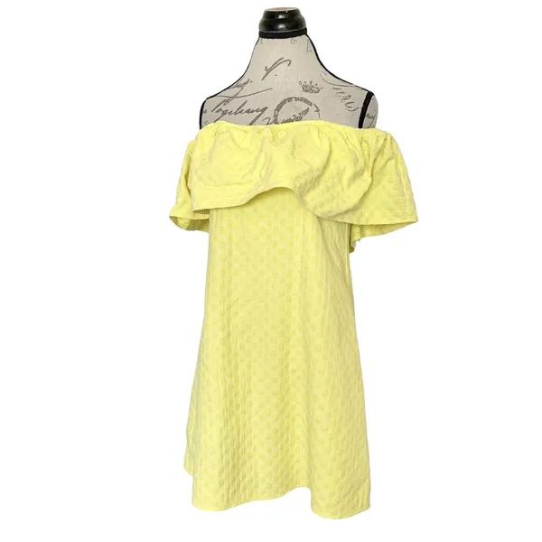 Cupcakes & Cashmere Dress Sz Small Yellow Off the Shoulder Cottage Cottage Core - Image 3