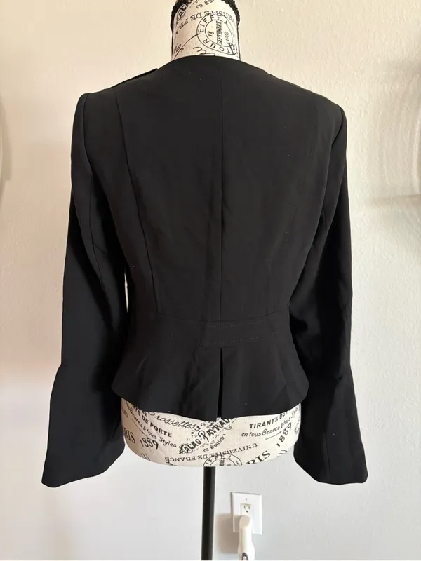 Women’s Black Peplum Military-Style Jacket - Image 3