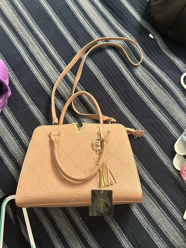 Grossi Nude Embossed Satchel Handbag - Image 5