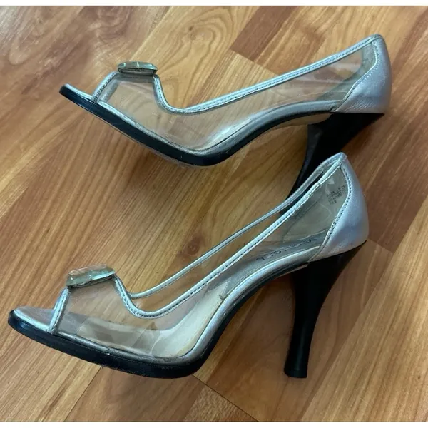 Michael Kors silver leather heels. Gem at‎ toes Vintage size 7 1/2 - Image 6