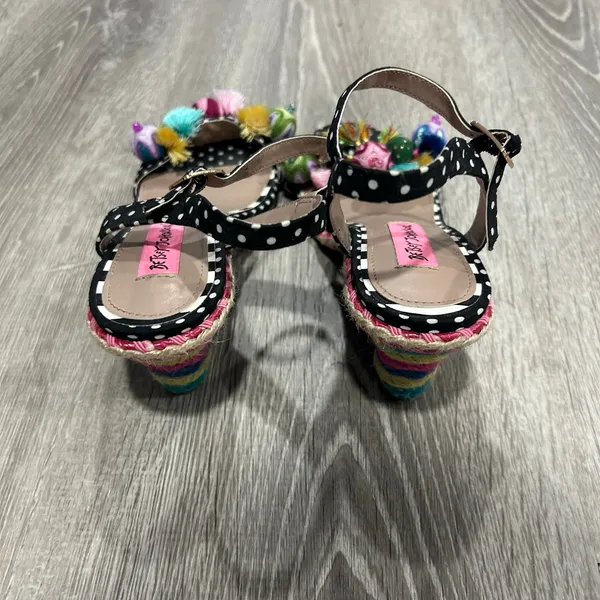 Betsey Johnson Koko Polka Dot Rainbow Wedge Sandal Heels Size 7 - Image 4