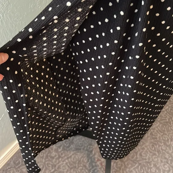 Bershka Midi polka dot knotted front, thigh split, cut out back spaghetti strap dress - Image 3