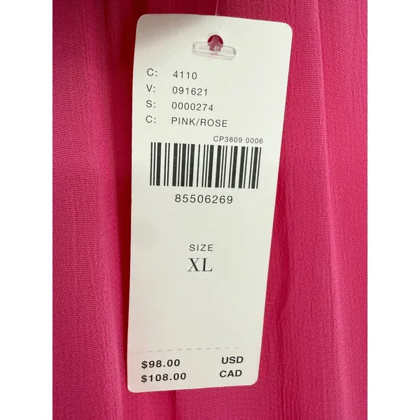 NWT Anthropologie‎ Womens Long Sleeve Sheer Tunic Dress Pink Bell Sleeve Size XL - Image 4