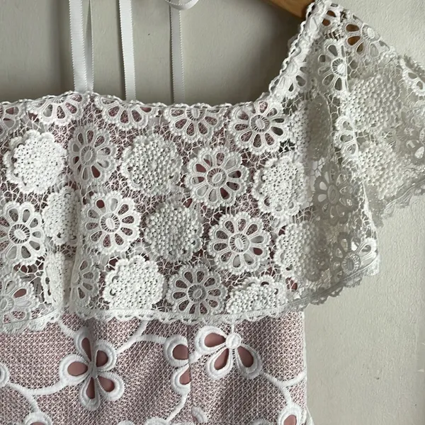 ALEXIS Boriana Off Shoulder Lace Romper White - Image 5
