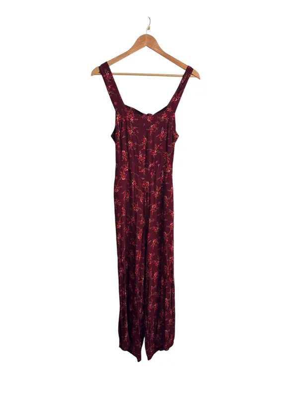 Madewell Apron Bowback Jumpsuit Red Floral Wide Leg Open Back Size 2 - Image 3