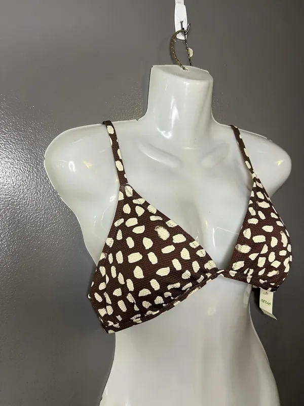 Aerie Bikini Swim Top Womens Large Brown Triangle Padded Adjustable Straps - Image 2