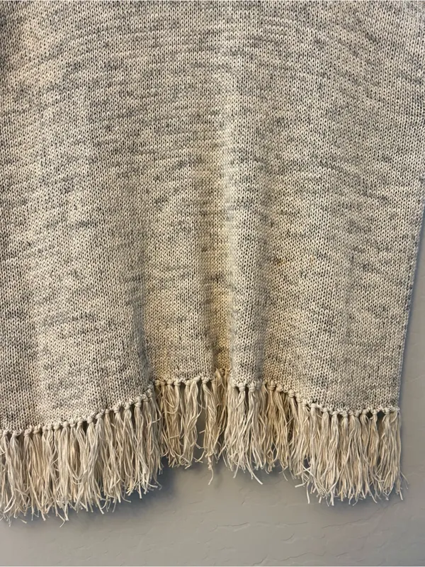 Joie Sona open front fringe hem linen blend open cardigan sweater medium - Image 13