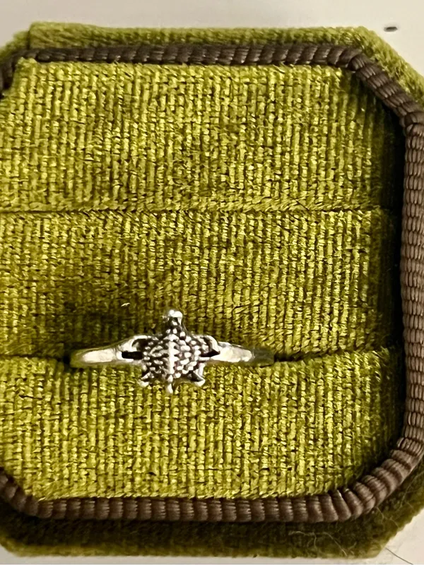 Boho Design Silver Turtle Stainless Steel Band Size 6 - Image 2