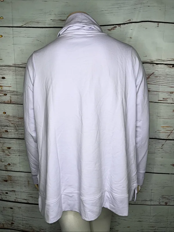 Denim & Co. Active Size 2X Purple Cowl Neckline Pullover Sweatshirt Top - Image 3