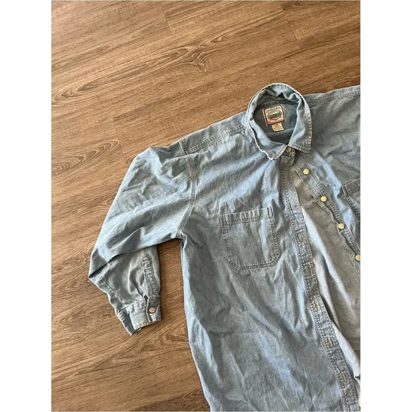 Vintage St Johns Bay Button Up Shirt Womens 24W Light Blue Denim Chambray Y2K - Image 8