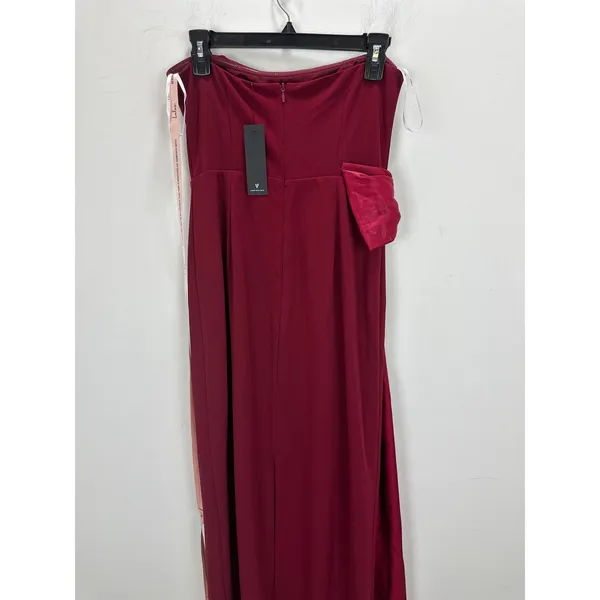 Lulus Marvelous Vision Red Strapless Bow Column Maxi Dress Formal Medium NWT - Image 10