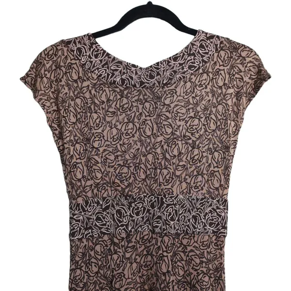 Diane von Furstenberg DVF Enola Brown Patterned V Neck Sleeveless Midi Dress 8 - Image 5