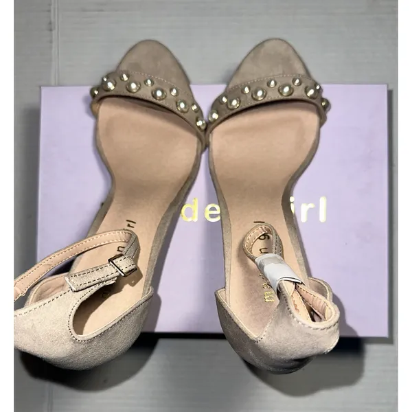 Madden Girl Block Heels Women 9 Bitsyy Blush Suede Faux Pearls Wedding Prom New - Image 6