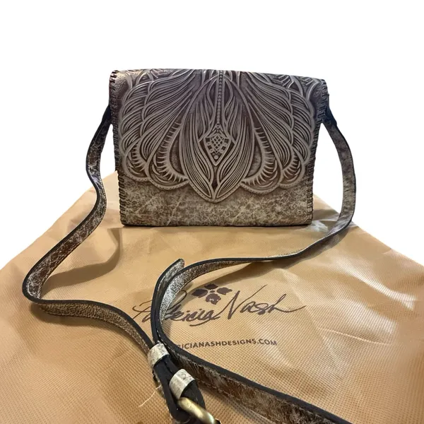 Patricia Nash Granada Tooled Leather Crossbody Bag in Burnished Bronze Metallic - Image 2
