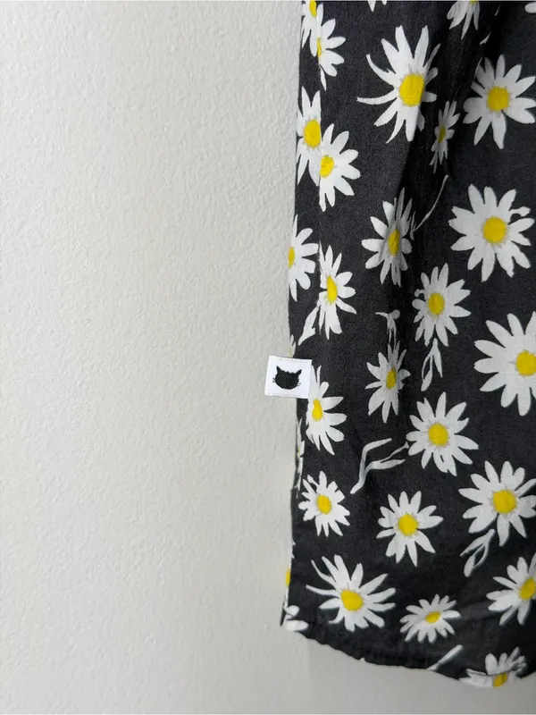 The Cat’s Pajamas Daisy Cotton Pajama Top Cottagecore Floral Button Front Poplin - Image 6