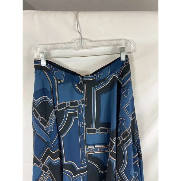 Ann Taylor Patterned Flow Skirt Black and Blue Size 6 - Image 5