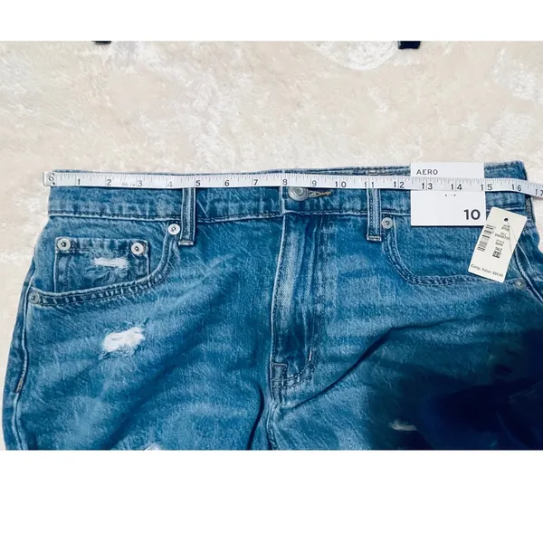 Aeropostale Womens High‎ Rise Distressed Mom Jeans Medium Wash Size 10 NWT - Image 6