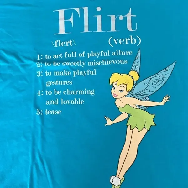 Disney Tinkerbell “flirt” size 4X short sleeve cropped turquoise tshirt EUC - Image 3