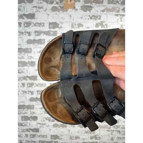 Betula Birkenstocks | women black leather 3 strap sandals size 38 - Image 6