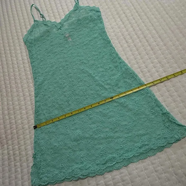Victoria’s Secret Lace Sheer Lingerie Slip Dress Sz M Medium Teal Green - Image 2