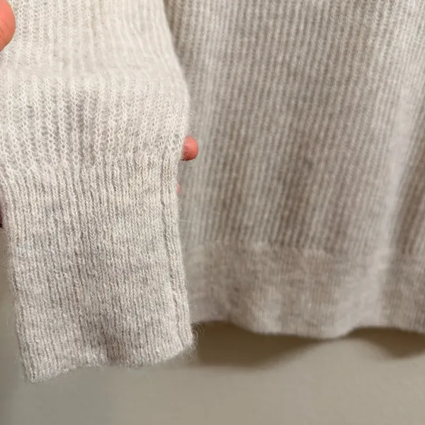 Everlane The Oversized Alpaca‎ Cardigan Oatmeal Cream/Gray Knit XXS Cozy Soft - Image 5