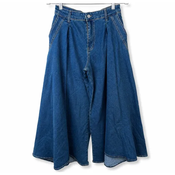 Boutique NWOT Ultra High Rise Extreme Wide Leg Flowy Boho Chic Jeans Medium - Image 3