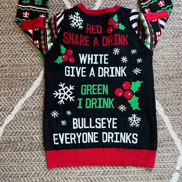 Tipsy Elves Women's Drinking Game Ugly Christmas Sweater Sz M - Image 5