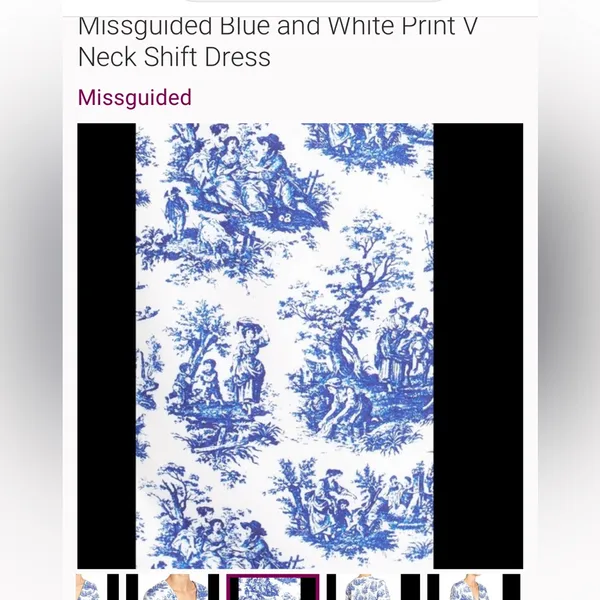 New Missguided White Dress with Blue Toile Print | Size Medium - Image 13