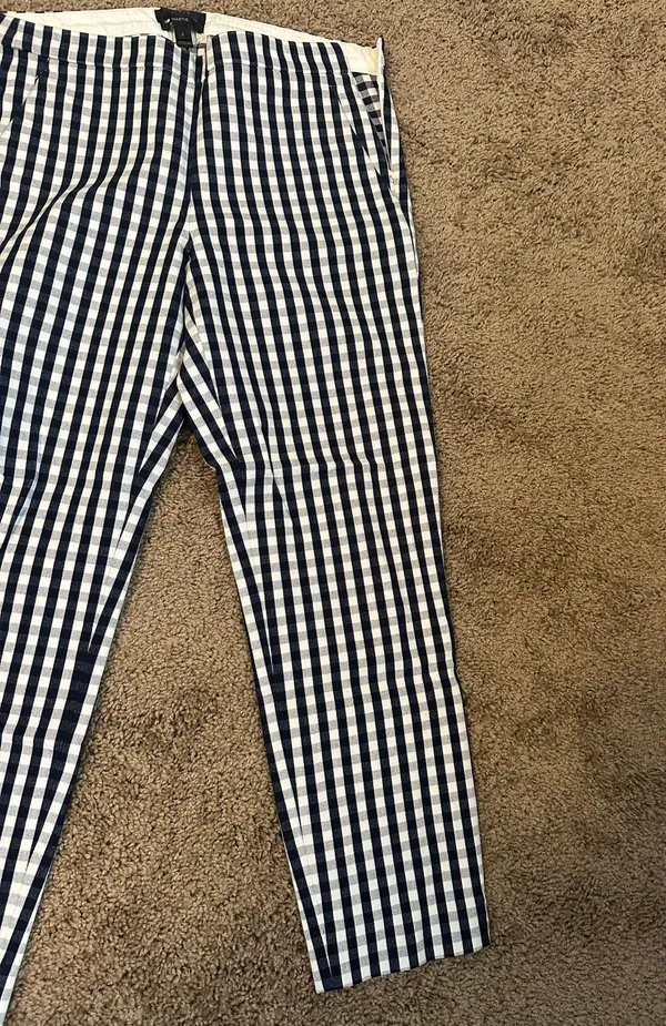 Navy and White J Crew Checkered Tailored Slacks - Image 8