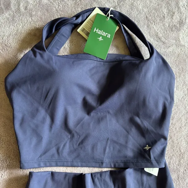 Halara Breezeful Navy Blue Tennis Skirt Set Strappy Sports Bra Pleated Skort S - Image 11