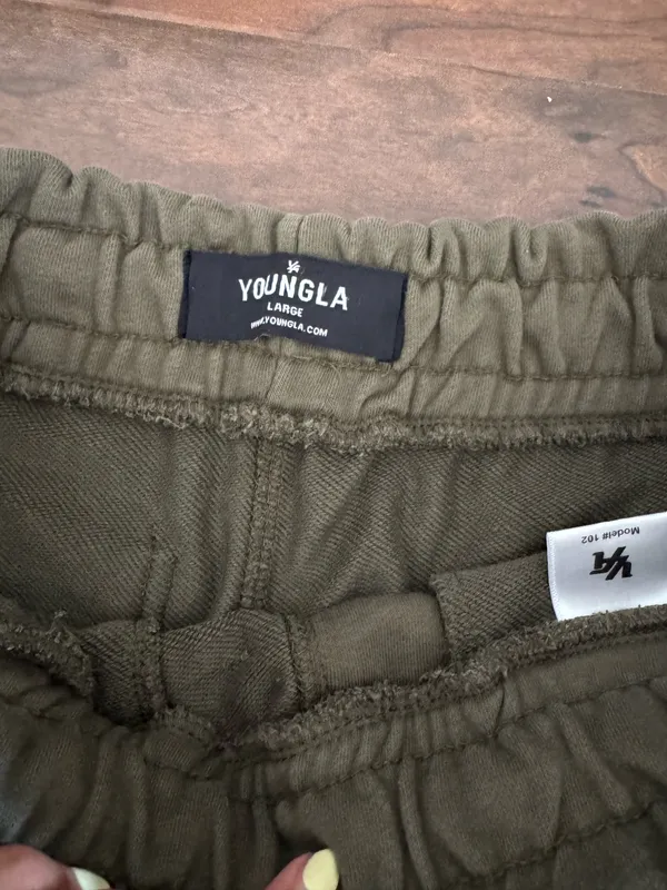 Men’s youngLA olive sweatshorts - Image 3