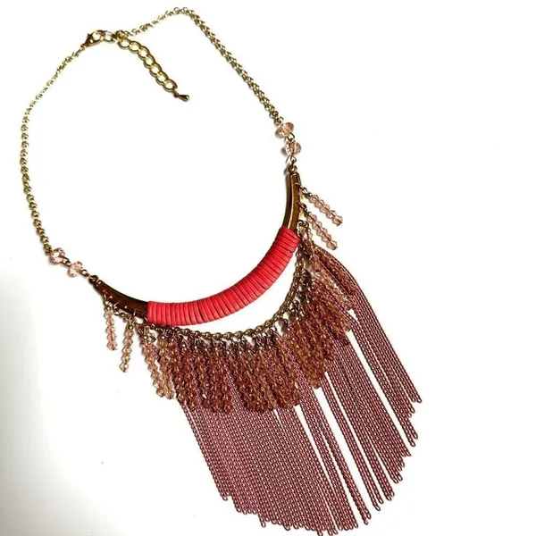 Pink beaded chain statement necklace - Image 7
