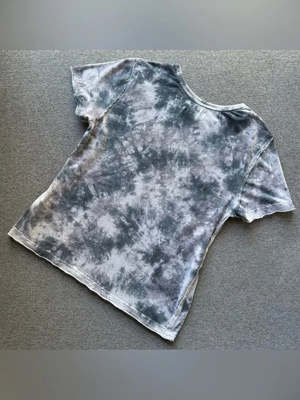 Free People Riptide Gray Tie Dye Short Sleeve Shirt XS - Image 3