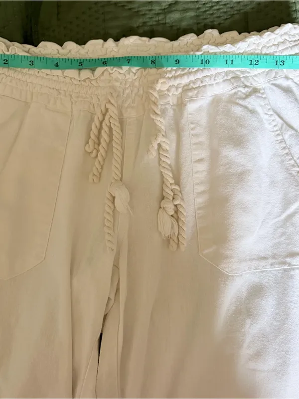 Roxy White Linen Blend Beach Pants Medium Drawstring Smocked Waist Casual - Image 7