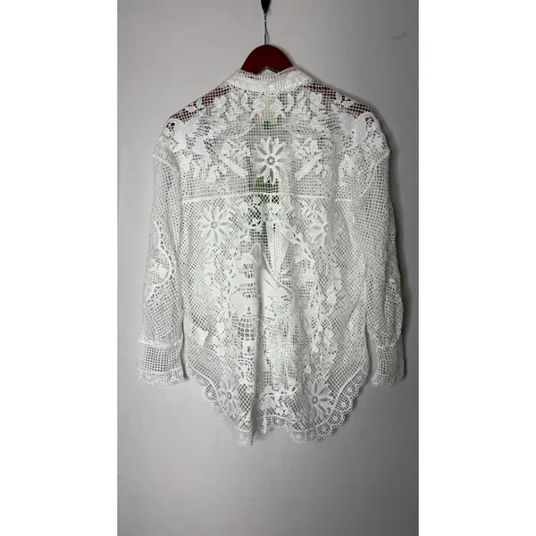 New Farm Rio Landscape guipure lace shirt off white sz XS - Image 8