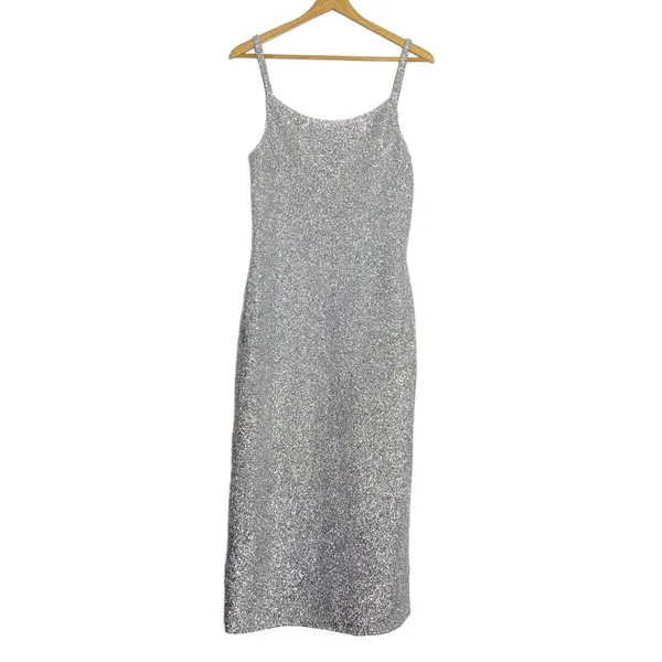 Rhode Stella Maxi Dress Silver Metallic Gown‎ Slit - Image 2