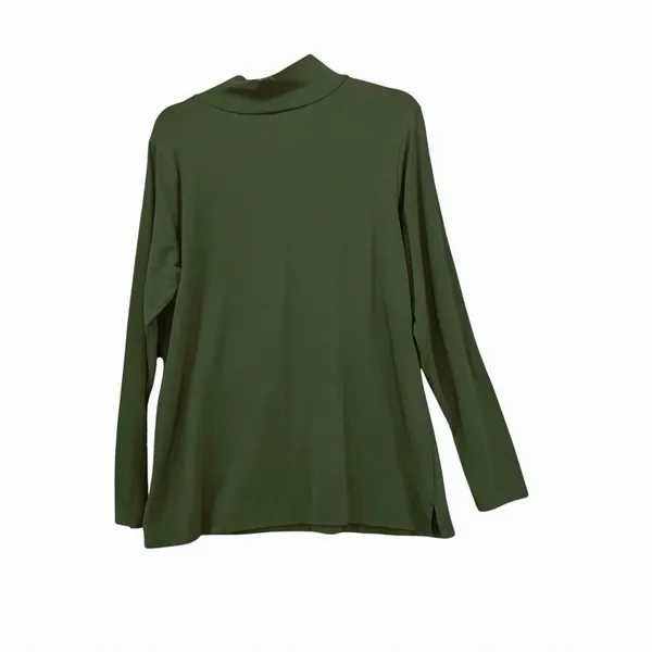 Belle by Kim Gravel Mock Neck‎ Tunic Large Olive Green Soft Flowy Layering Basic - Image 2